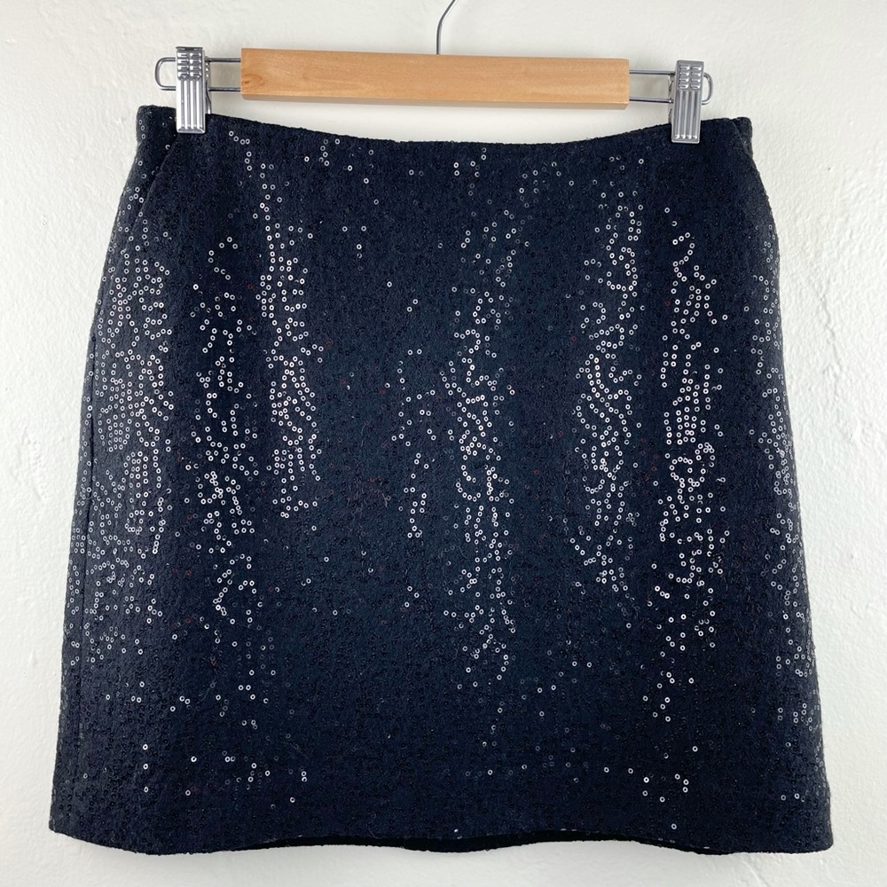 Ann Taylor Sequin Sparkle Black Mini Skirt Size 4 (petit), fits 4 regular too